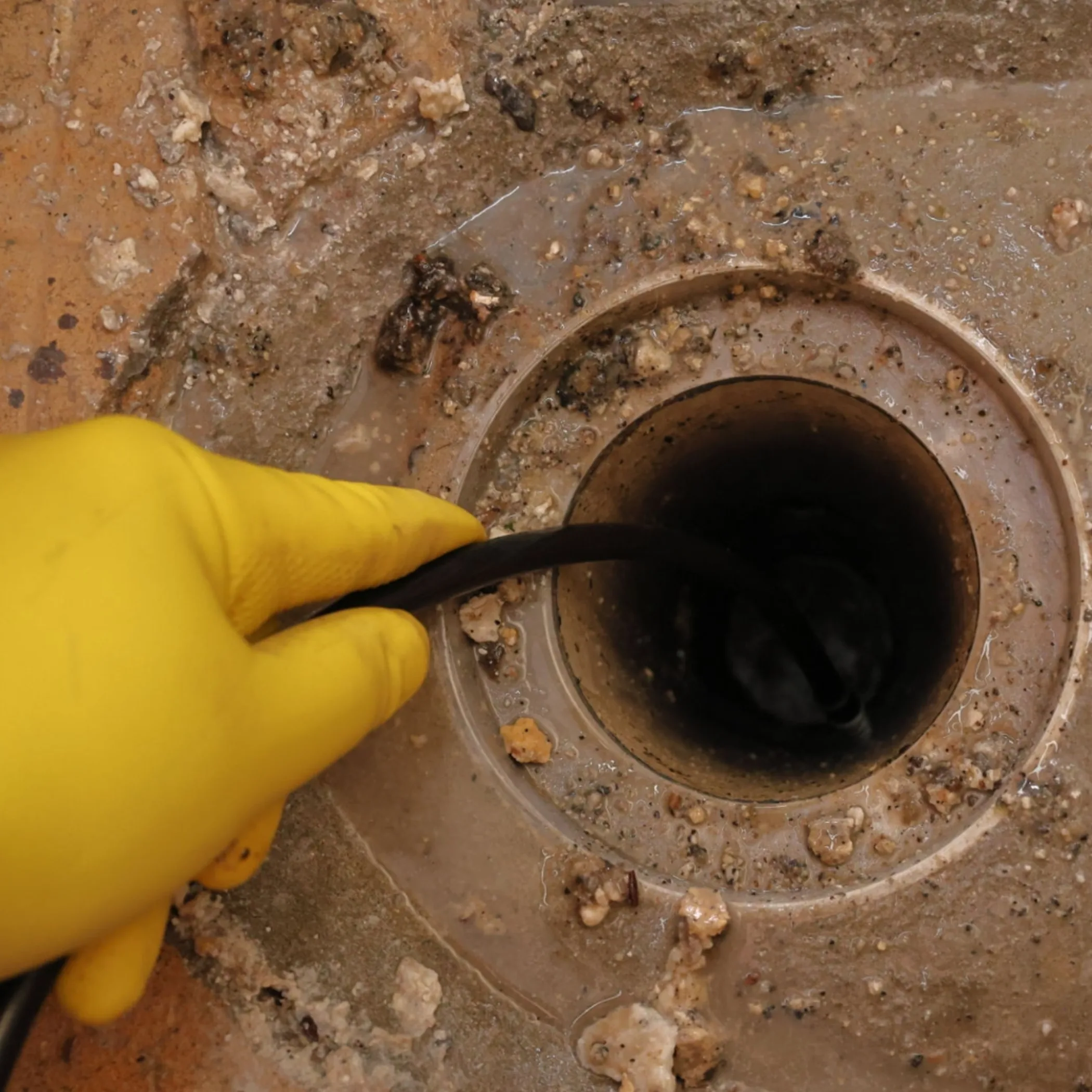 blocked drain being cleaned